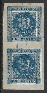 Peru 1858 YV 3 Vertical Pair CANC VF