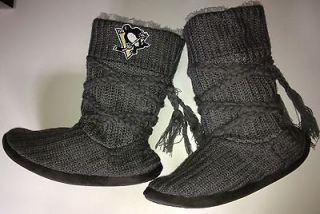 NEW PITTSBURGH PENGUINS WOMENS CABLE KNIT BOOT SLIPPERS ALL SIZES