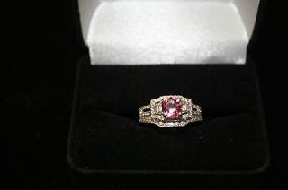 65CT Princess Cut Pink Sapphire Diamond Engagement Wedding Ring Set