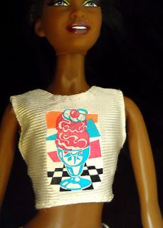 Barbie Doll Clothing Shirt Tank Top Pink & White Black Ice Cream