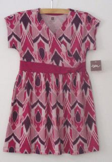 Tea Collection Girls Artisan Ikat Knot Dress Dahlia Color NEW w TAGS