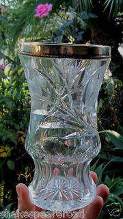 Vintage Deep Cut Glass Tall Vase with Silver Hallmarked Rim