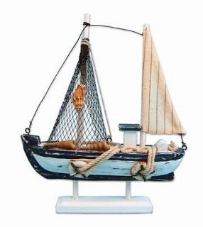 Nautical Sailing Decor Wooden Sailboat Table Mantel Shelf Figurine NEW