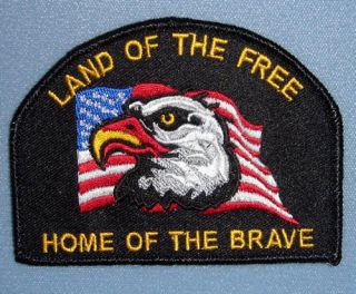 Land of the Free Home of the Brave Eagle American Flag Patch