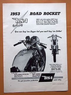 LG106 1953 BSA Road Rocket Ad /Backside For Buco Jackets