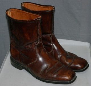 Vintage 60s Brown Leather Shorty Pull On Work/Biker Boots 12 D Beatle