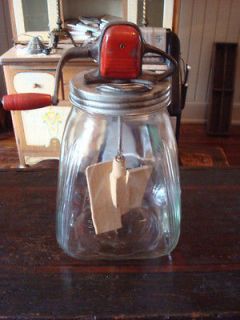 Vintage Standard Churn Co 8 Gallon Glass Jar Butter Churn Maple Paddle