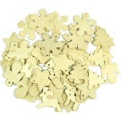 SET OF 50 MIXED WOODEN CHRISTMAS TREE DECORATION SHAPES TO PAINT