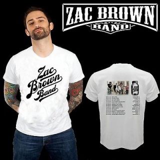 NEW ZAC BROWN BAND AMERICAN TOUR DATES 2013 TWO SIDE WHITE SHIRT S,M,L