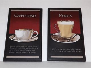 Cappuccino Mocha kitchen coffee cup wall decor plaque burgundy red