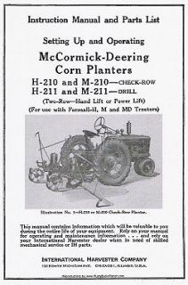 McCormick Deering H210 M210 H211 and M211 Corn Planters