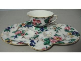 Crown Ducal Floral Chintz Snack Tray and Cup
