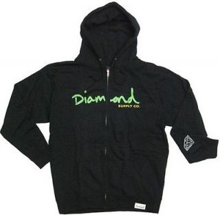 DIAMOND Supply Co. OG Script Zip Hoodie Black Mens Premium Sweatshirt