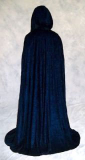 NAVY blue Velvet Cloak Cape Wedding Wicca Medieval LARP