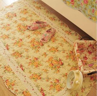 Shabby and Vintage Yellow rose Oval Area/Throw Rug
