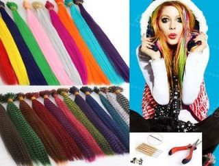 16 Grizzly 20 Solid Colorful Highlight Hair Piece Extensions Beads