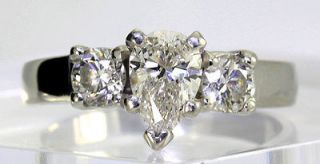 15CT PEAR ROUND DIAMOND 3 STONE PLATINUM ENGAGEMENT RING $4950 RET
