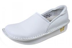 ALEGRIA Womens Debra White Leather Slip On Shoe DEB 600