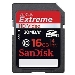 SanDisk Extreme 16GB 30MB/sClass 10 HD Video SD Secure Digital Flash