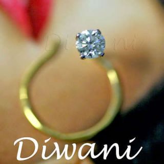 VVS Diamond Solitaire Engagement Wedding Nose Stud Ring Pin 14k