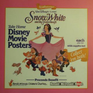 1987 McDonalds   Snow White 50th Anniv. Posters   set of 2 *Regional