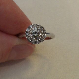 Platinum Diamond Halo Engagement Ring 1.20 ct Wedding Anniversary