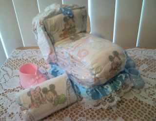 Mickey Minnie Mouse Bassinet Diaper Cake Baby Shower Gift Boy Girl