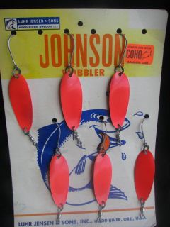 Vintage Fishing Lure Display Card Johnson Wobbler Luhr Jensen Coho