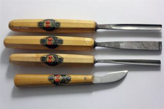 of 4 Used Two Cherries Brand Hand Tools Wood Working Carpenter Chisels