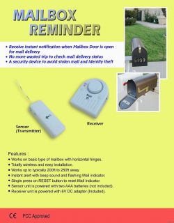Notification Alert   motion detector sensor mailbox remote chime