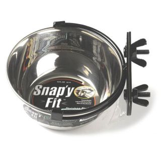 Dog cat 1 QT Stainless Steel Snapy Fit pet Water or Feed Bowl attaches