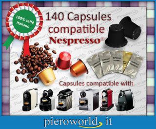 140 coffee capsules compatible with Nespresso machines pods 5 various