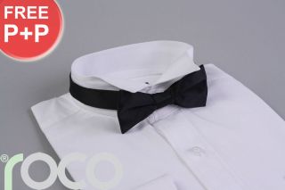 BOYS BLACK BANDED DICKIE BOW TIE PROM TUXEDO for suits