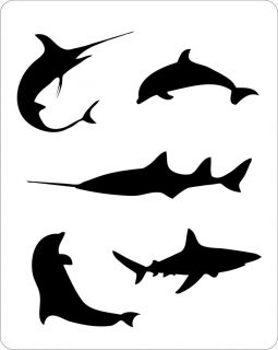 Cake Decoration Airbrush Tattoos Shark Dolphin Marlin Bundle Scrapbook