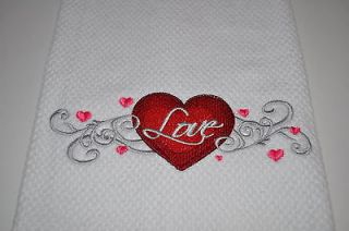 Love ly Filigree Heart Kitchen Dishtowel/Dishcloth/Tea Towel