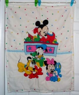 Vintage Disney Baby Mickey Minnie Donald Duck Pluto Crib Blanket