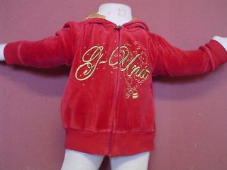 Baby Girl G Unit Size 12 mo Red/Gold Velour LS Zip Up Hoodie EUC