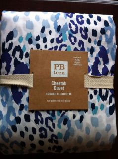 POTTERY BARN PB TEEN Cheetah Full/Queen Duvet Cover, BLUE, NEW