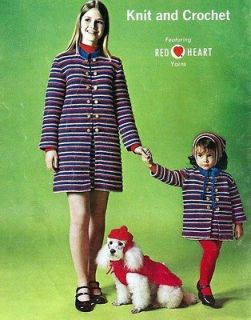 Knitting Pattern Copy for 60s Striped Coat, Skirt & Sweater for Dog