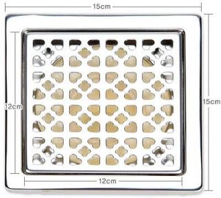 Square Stainless Steel Shower Drain Floor Waste Grate 55mm square15cm