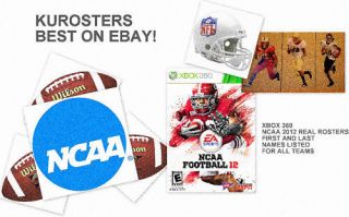 360 NCAA College Football 2012 Roster File Xbox 360 12