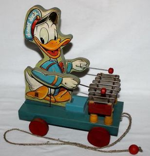 FISHER PRICE DISNEY1946 DONALD DUCK XYLOPHONE WOODEN PULL TOY #177
