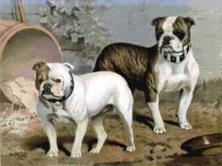 BULL DOGS ~ Counted Cross Stitch Fine Art Pattern ~ Dogs