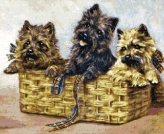 CAIRN TERRIER PUPPIES ~ Counted Cross Stitch Fine Art Pattern ~ Dogs