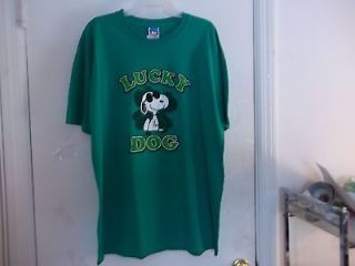 SHIRT 3XL SNOOPY MENS DAY GREEN LUCKY DOG TOP SHORT SLEEVES NWT