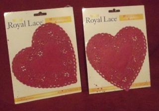Valentine Heart Lace Cut Out Doilies Red 6 2 packs 36 NEW FREE SHIP
