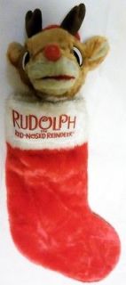 VINTAGE 1993 RUDOLPH RED NOSED REINDEER CHRISTMAS STOCKING SINGS