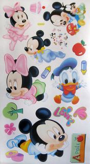 Baby Mickey Minnie Mouse, Donald Duck Nursery Large Self Adhesive Wall