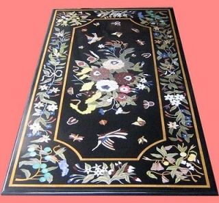 Pietra Dura Marble Stone Inlaid Dining Table Top Handcrafted FNE EHS