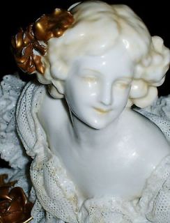German DRESDEN LACE VOLKSTEDT LADY BALLERINA DANCER Porcelain Figurine